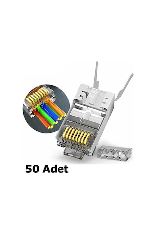 Cat7 Cat6A EZ Yeni Nesil RJ45 Delikli Metal Konnektör - 50 Adet