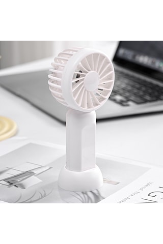Taşınabilir El Tipi Vantilatör 3 Hız Ayarlanabilir Düşük Gürültülü Mini Masa Vantilatörü Çıkarılabilir Tabanlı - Beyaz