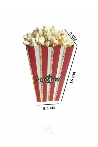 Hg Ambalaj Popcorn Mısır Kutusu, Patlamış Mısır Kutusu , 16cm X 8cm Küçük Boy , 50 Adet