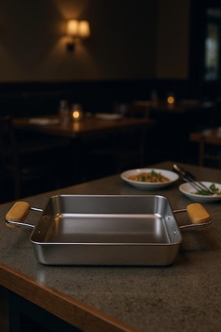 Bambum Cesta - Bambu Kulplu Çelik Sunum Tavası Kare Büyük Diğer