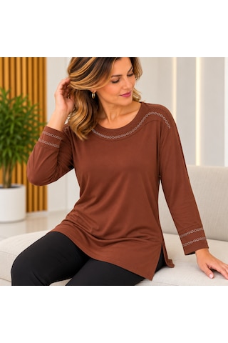 Edalı Nakışlı Anne Bluz Siyah