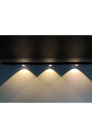 Slim Led Kabin Armatürü Hareket Sensörlü Dekoratif Gece Lambası Usb Şarjlı Aydınlatma 40 Cm Siyah 3w Siyah