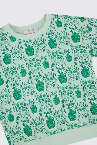 Panço Kız Çocuk Desenli Sweatshirt Mint