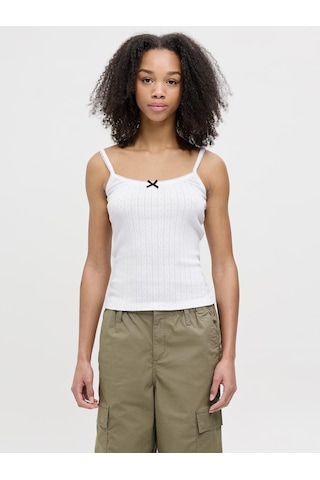 Kadin Streç Kalip Kare Yaka Üst - Lelu - 12272159 Bright White