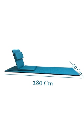 Backjack Meditasyon Sandalyesi Destekli Yer Minderi + 60x180 Kumaş Mat - Backjack 3xl Mat+backjack İkili Set Koyu Petrol Mavisi/buz Mavisi
