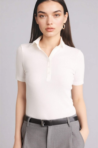 Defacto - Slim Fit Dar Kesim Fitilli Kaşkorse Kısa Kollu Polo Beyaz Tişört C6249AX24SP Beyaz