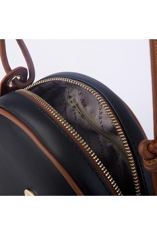 Nas Bag Kadın Yuvarlak Oval Yazlık Moda Çanta Siyah Taba Luna Siyah - Taba