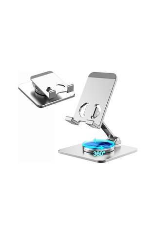 Yunboo 360 Dönebilen Katlanabilir Metal Telefon & Tablet Standı - Gri Siyah
