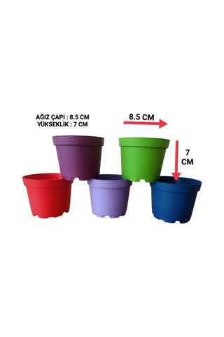 Tuğel Flowers  Alt Tabaksız Plastik 5 Renkli Çiçek Üretim Saksısı 8.5 CM 15 Adet