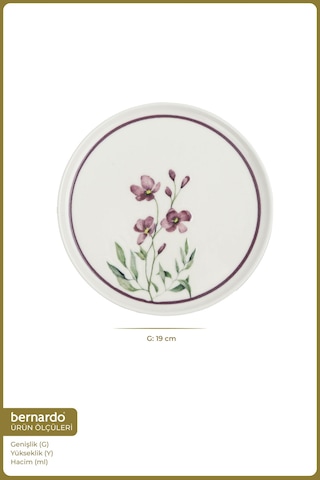 Bernardo Violet 6 Parça Pasta Takımı Beyaz - Pembe