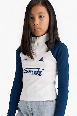 Defacto Kız Çocuk Fitted Balıkçı Yaka Slogan Baskılı Fitilli Kaşkorse Uzun Kollu Tişört E9654a825auer138 Ekru