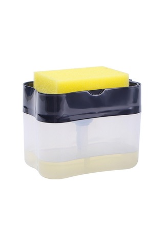 Yunboo Sünger Tutucu İle 2'li Mutfak Sabun Dispenseri, 385 Ml Kapasite, Siyah Asb Plastik, Ev Ofis İçin Kullanıma Kolay