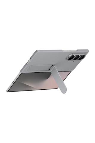 Samsung Galaxy Uyumlu Z Fold 7 Standlı Silikon Kılıf - Gri