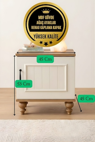 Nefes Komodin Aytaşı Renk Mdf Gürgen Ağacı Ayaklı Diğer