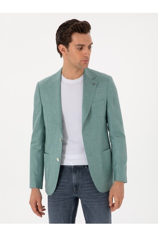 Cacharel Mint Slim Fit Yün İpek Karışımlı Blazer Ceket Mınt