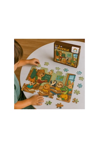 Çalışkan Sınıf Mini Puzzle 40 Parça 3-7 Yaş Eğitici Çocuk Puzzle Yapboz
