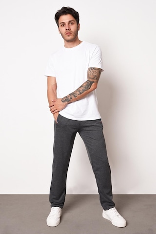 Erkek Gri Fermuar Cep Nakış Detaylı Düz Paça Rahat Kesim Eşofman Altı Antrasit