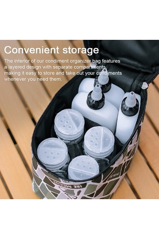 Tongxida 7 Parça Baharat Saklama Seti - 3 Plastik Şişe + 4 Cam Kavanoz - Taşınabilir Oxford Kumaş Çanta Yeşil Yeşil