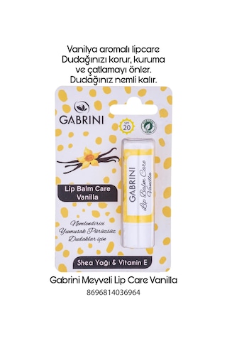 Gabrini Lip Balm Care Vanilla Shea Yağı & vitamin E Dudak Balmı