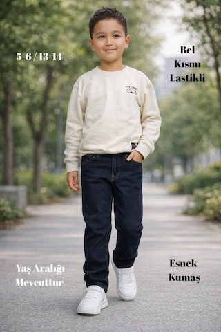 Cedy Denım - Yüksek Kalite Erkek Çocuk Yüksek Bel Regularfit Esnek Jean Pantolon C800 Lacivert