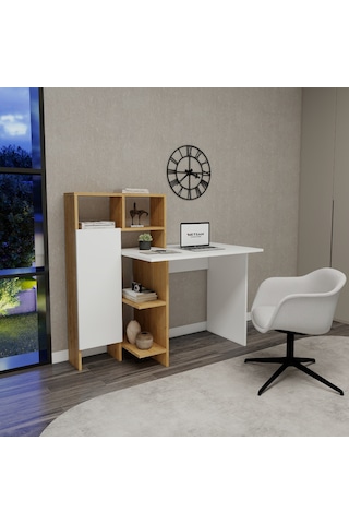 Arnetti Buğra Dolaplı Çalışma Masası Safirmeşe Beyaz Safirmeşe - Beyaz
