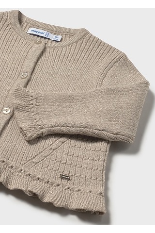 Mayoral Bej Kız Bebek Fırfırlı Örgü Hırka 2358 Toprak