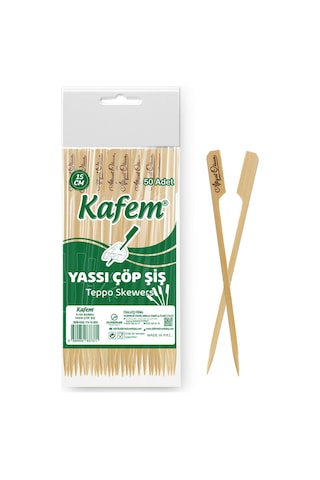 Kafem Yassı Çöp Şiş - Sunum Kürdanı 15 CM 50 Li x 10 Paket