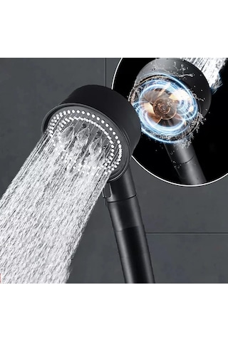 Turbo Fan Pervaneli 5 Fonksiyonlu Su Tasarruflu Duş Başlığı Pervaneli Turbo El Duşu Siyah/gold-9009747038346