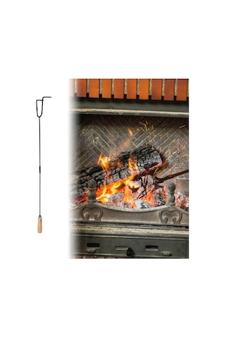 Homyl Toz Alma Kancası Ahşap Saplı Dövme Demir Ateş Stil-b Stil B Çok Renkli