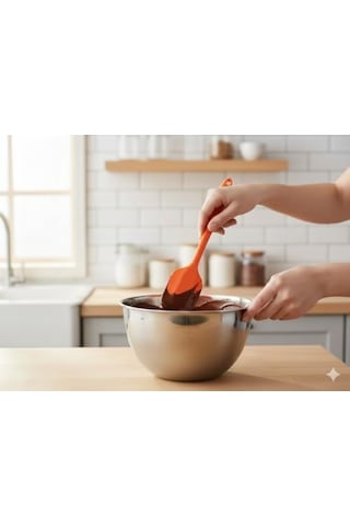 Silikon Spatula Ve Sıyırıcı, Tek Parça Tasarım 1, Turuncu 0