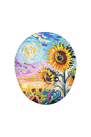 Van Gogh Temalı Ay Çiçekleri Bilek Destekli Kaymaz Buruşmaz Kırılmaz Mouse Pad