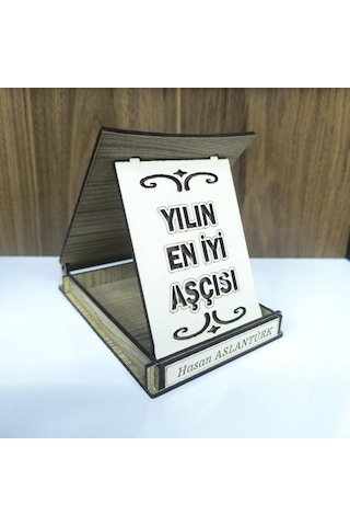 Kişiye Özel Yılın En İyi Aşçısı Ahşap Plaket 13.5x9.5x2.5