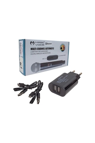 Magicvoice Mv-19601 Uhf Kablosuz Enstrüman Uyumlu Bluetooth Jak Girişli İkili Mikrofon Set