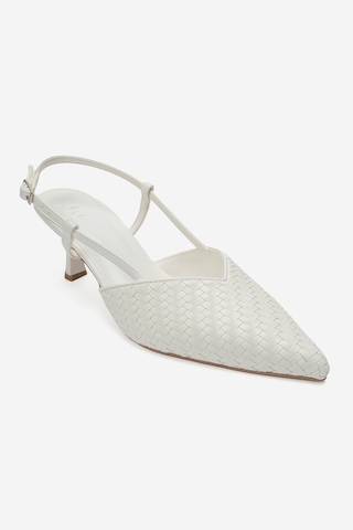 Luvi Shoes Mavero Beyaz Örgü Kadın Topuklu Ayakkabı