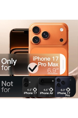 Teknomoda Apple Uyumlu iPhone 17 Pro Max Kılıf Kamera Çevresi Korumalı Renkli Magsafe Şarj Şeffaf Silikon Turuncu