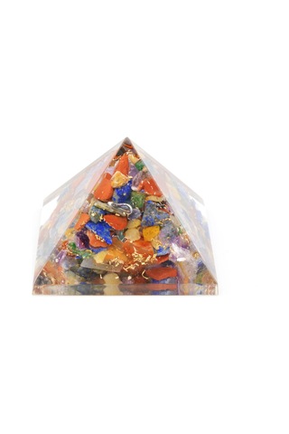 Hakiki Doğal Karışık Taşlı Çakra Orgonit Piramit 36 Gram