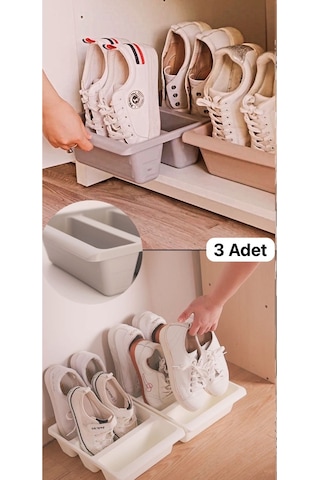 3 Adet Roma Dikey Ayakkabı Rampası Terlik Düzenleyici 3 Bölmeli Kutu Rampa