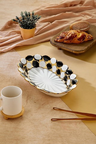 Cooker 36 Cm Porselen Oval Sunumluk Dekoratif Kase Ckr3839