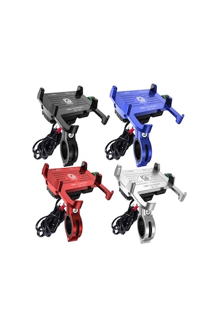 Kewig M6-s 12v Motosiklet Suya Dayanıklı Alüminyum Alaşımlı Cep Telefonu Braketi Qc3.0 Hızlı Şarj İle Kırmızı Kırmızı