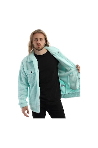 Erkek Kıvırcık Peluş Cıt Cıt Kapamalı Ceket Mint Mint Yeşili