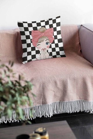 Siyah Pop Art Çift Taraflı Yastık Kırlent Kılıfı Krl111n11