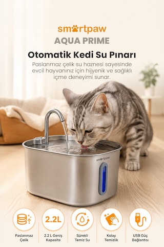 Smartpaw Aqua Prime Kedi Su Pınarı Distribütör Garantili