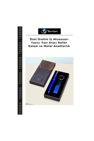 Özel Üretim İş Aksesuarı Yazıcı Yazı Aracı Roller Kalem Ve Metal Anahtarlık Çok Renkli