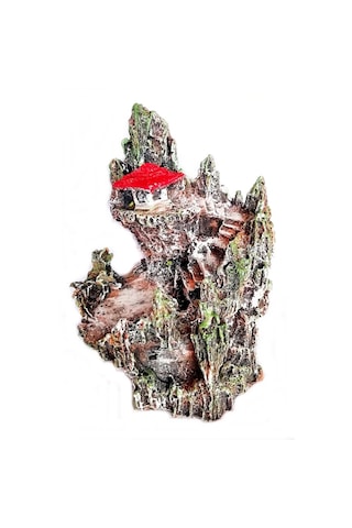 Şatolu Kaya Akvaryum Dekoru 22 Cm - Renk Kırmızı