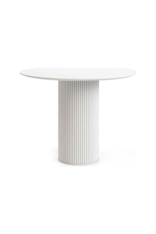 Breeze Yuvarlak Ahşap Bohem Masa 100x100 Beyaz