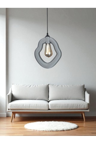 Bohem Beton Görünümlü Modern Minimalist Avize Ayarlı E27 Duy Salon Mutfak Yatak Odası Ofis Kafe Gri