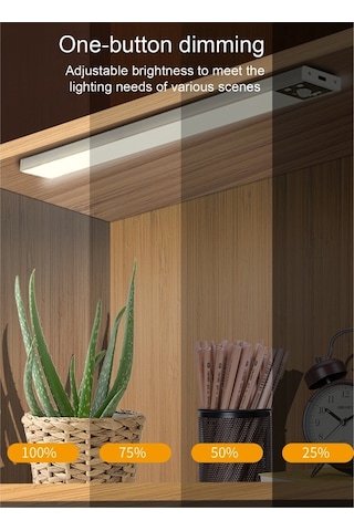 Novahub İnce Algılamalı Şarjlı Led Dolap Aydınlatma, 40cm Gümüş, Parlaklık Düzenli, Şarjlı, Siyah Ve Gümüş Gümüş