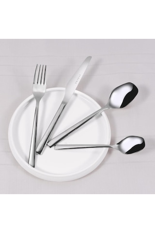 Serenk New York Çelik Çatal Kaşık Bıçak Takımı 24 Parça Gümüş