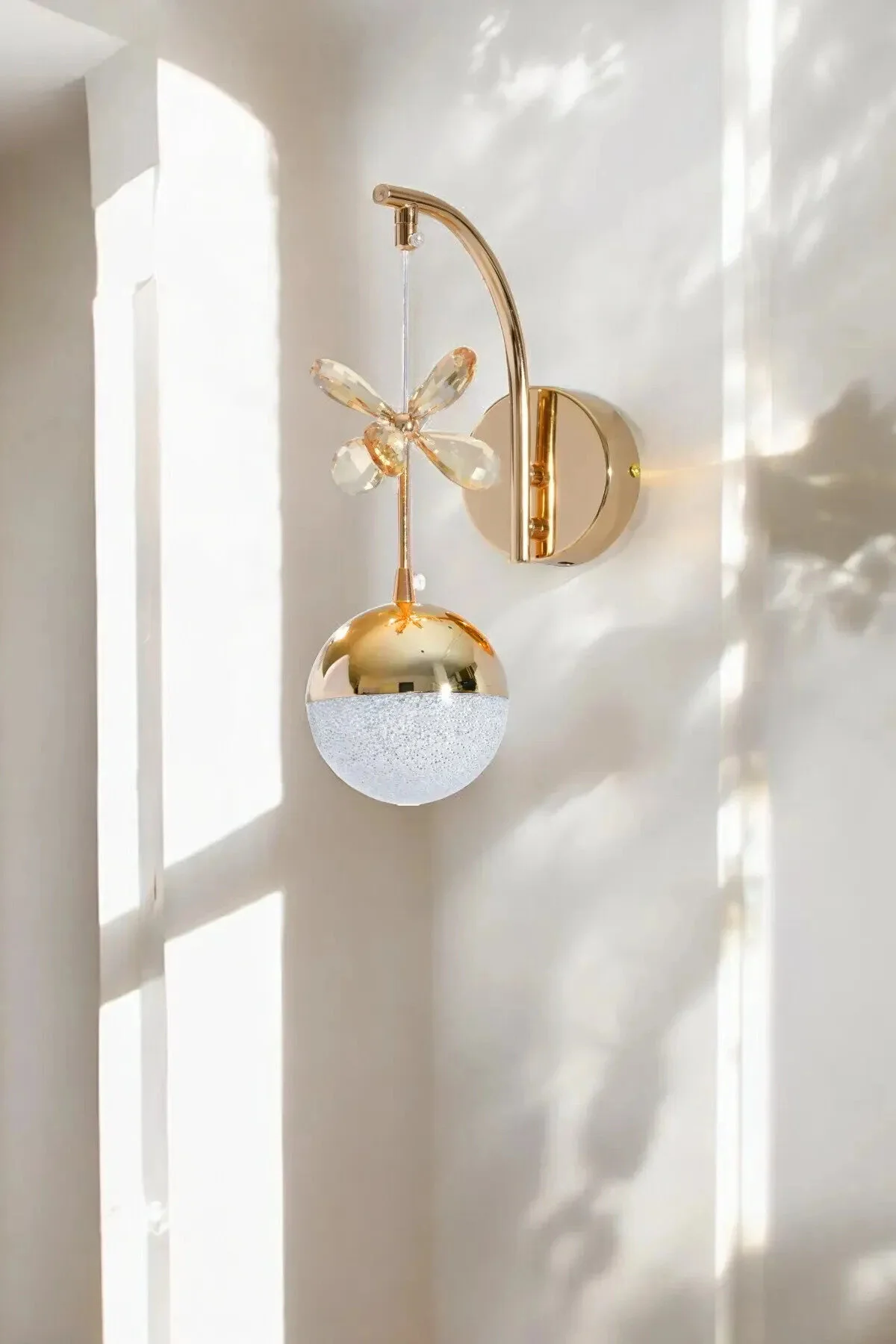 Şık Sarkıt 3 Renk Gold Kaplama Oturma Yatak Mutfak Çocuk Odası Duvar Led Aplik Gold