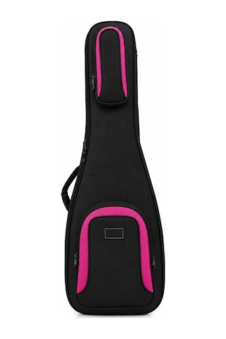 Profesyonel Kalın Akustik Gitar Kılıfı-çantası - Siyah - Pembe 1900 Denye Lüx Kumaş - %100 Su Geçirmez